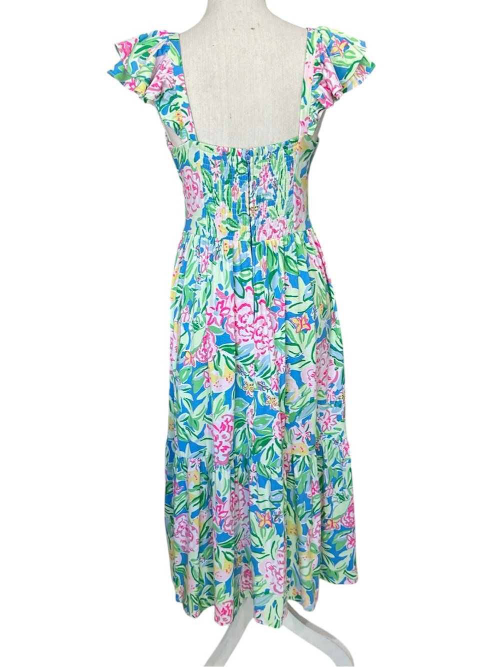 Lilly Pulitzer Bayleigh Flutter Sleeve Midi Dress Grove Garden Print NWOT Size 6 - Picture 4 of 13